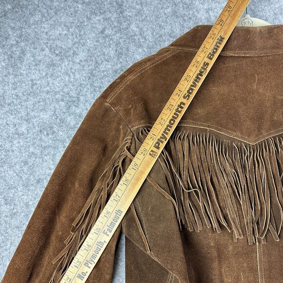 Vintage Pypsa Brown Suede Fringe Jacket Size 38 Western Boho Rodeo Ranch READ* - Picture 14 of 16